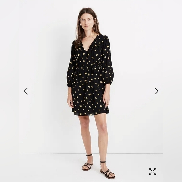 Madewell Petite Tie-Waist Mini Dress in French Daisies Cottagecore Summer Modest - Picture 1 of 9